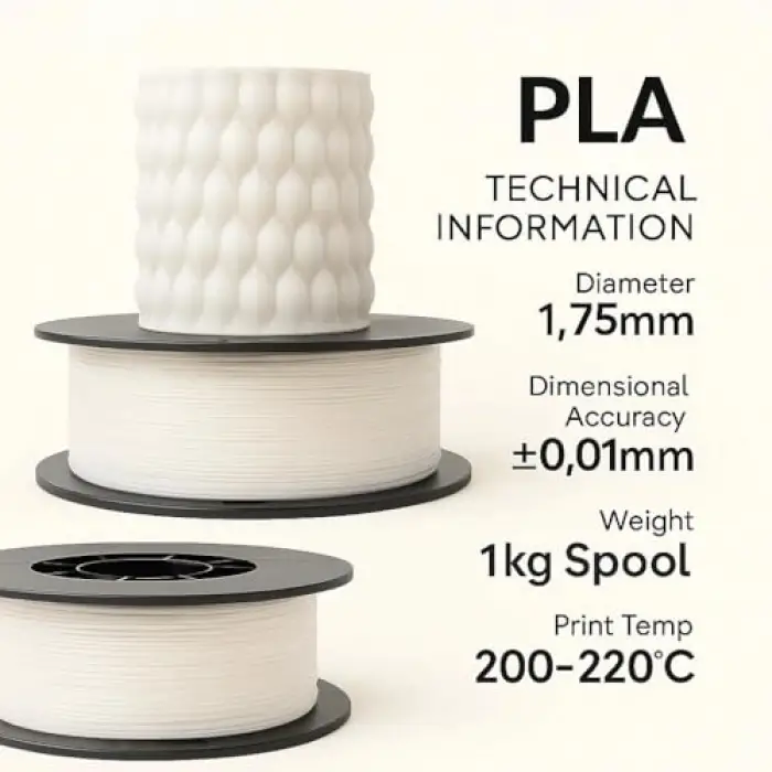 Pla+ Filament 1.75mm 1 Kg - Soft Beyaz