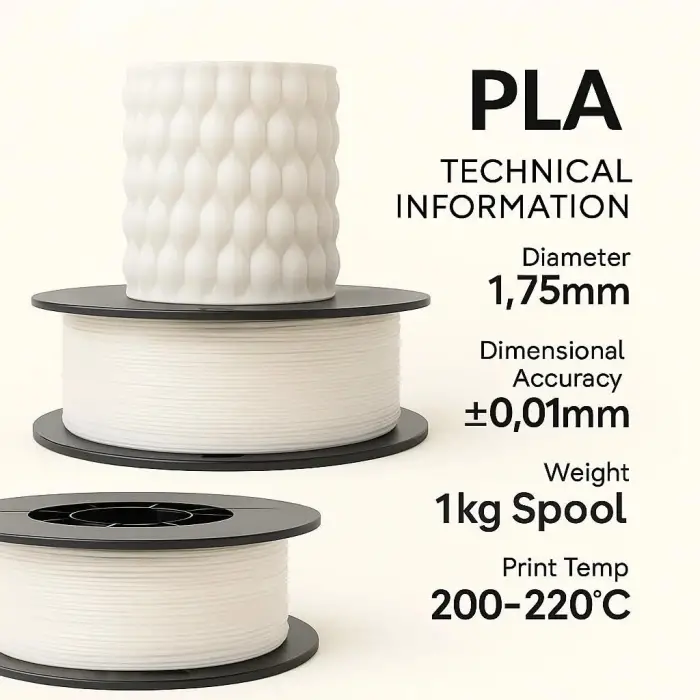 Pla+ Filament 1.75mm 1 Kg - Soft Beyaz