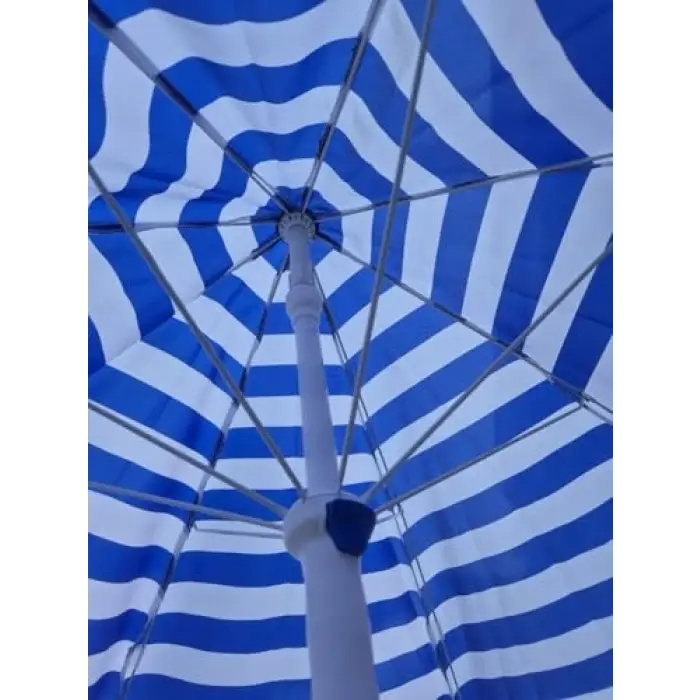 PLAJ ŞEMSİYESİ MAVİ-BEYAZ 200 CM 8 TELLİ