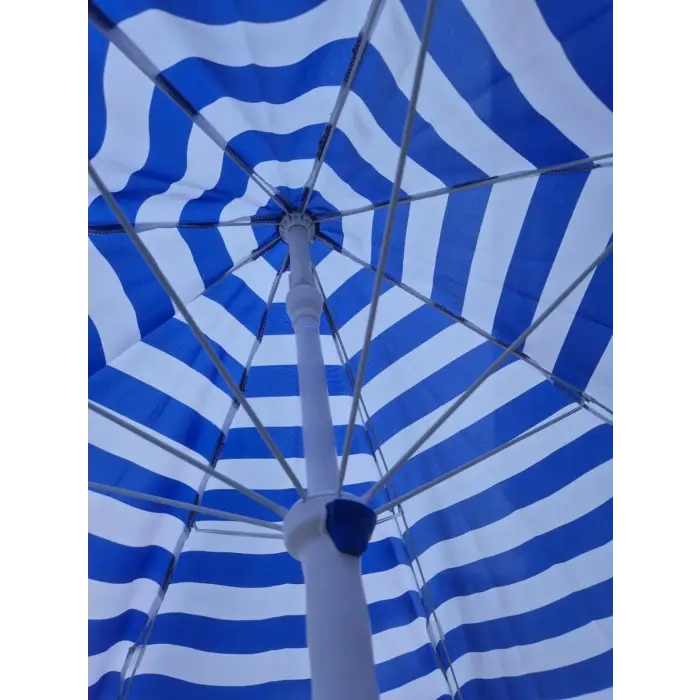 PLAJ ŞEMSİYESİ MAVİ-BEYAZ 200 CM 8 TELLİ