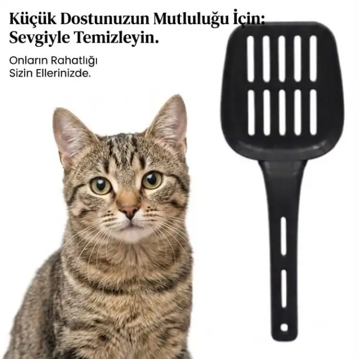 Plastik kedi kumu küreği