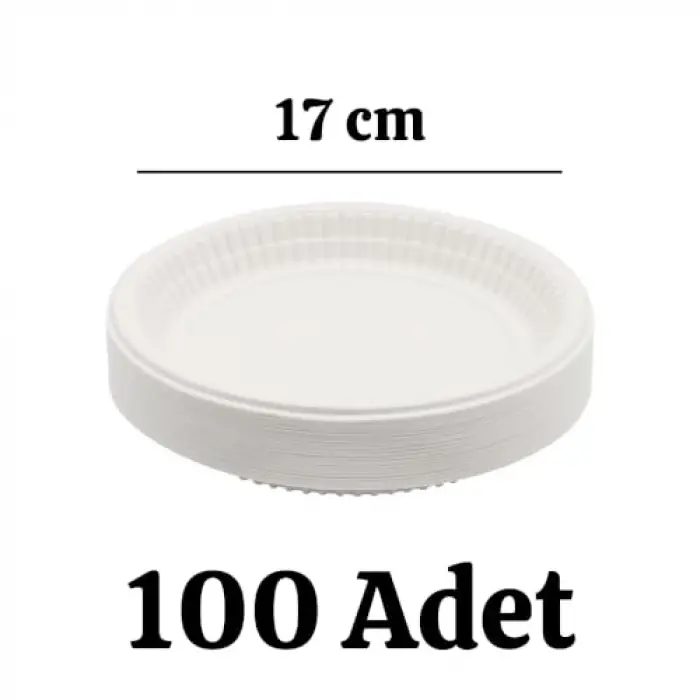 Plastik Tabak 100lü 17 Cm Beyaz Kullan At Tabak