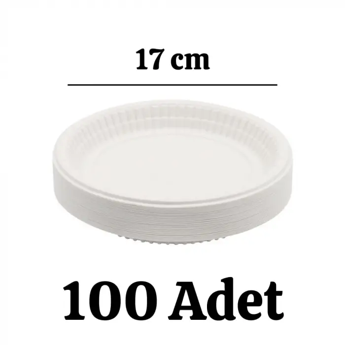 Plastik Tabak 100lü 17 Cm Beyaz Kullan At Tabak