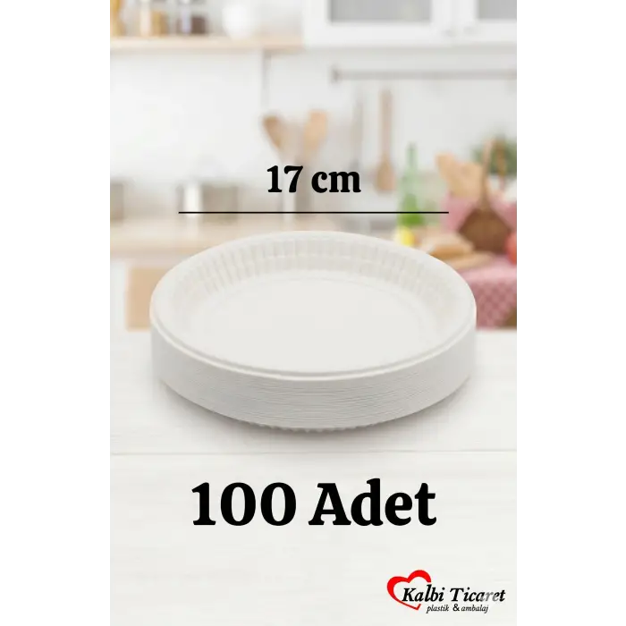 Plastik Tabak 100lü 17 Cm Beyaz Kullan At Tabak