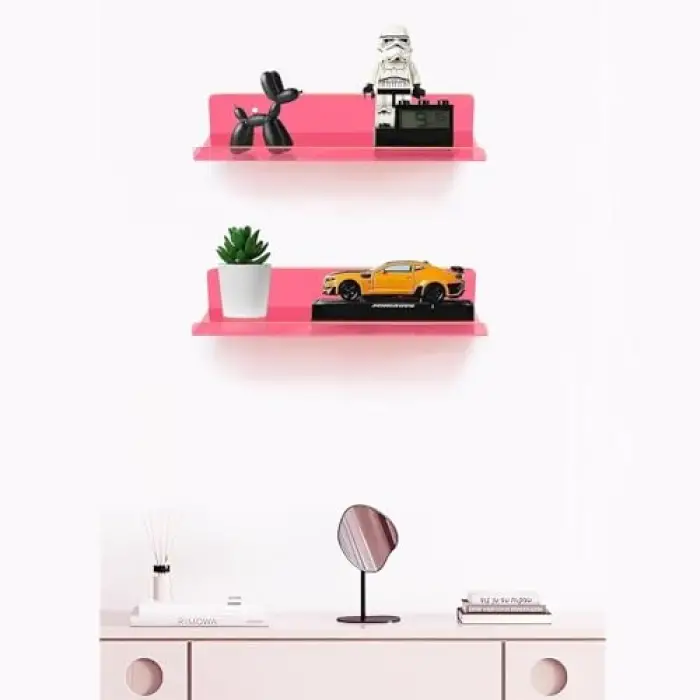 Pleksi Duvar Raf (Neon Pembe, 50cm x 10cm)