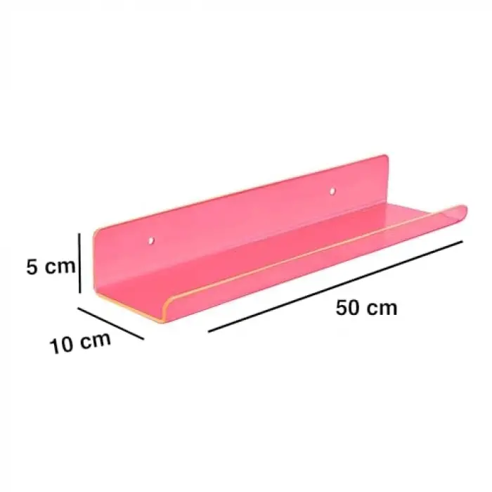 Pleksi Duvar Raf (Neon Pembe, 50cm x 10cm)