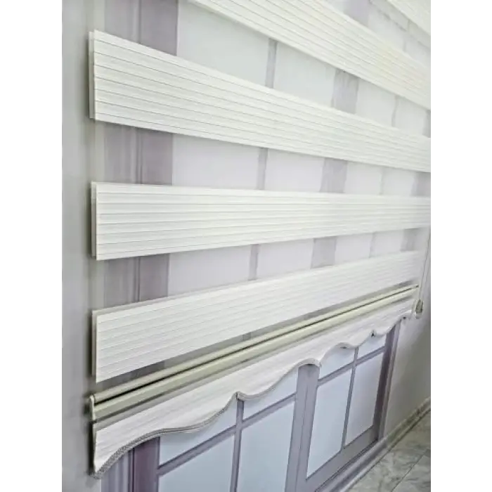 Pliseli Stor Zebra Perde, Sert Plastik Kasalı, 170x200, Ekru