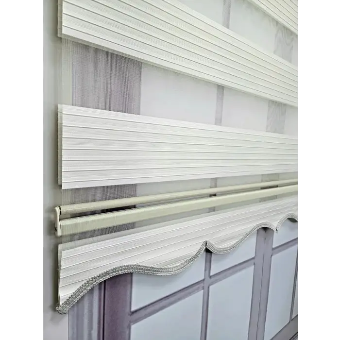 Pliseli Stor Zebra Perde, Sert Plastik Kasalı, 170x200, Ekru