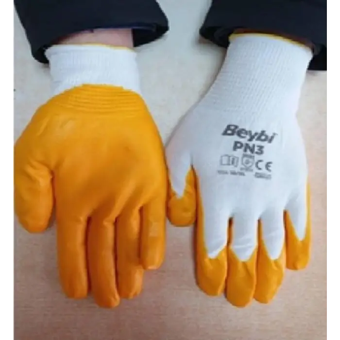 Pn3 Polyester Örme Yarı Nitril Kaplı İş Eldiveni, 10 Beden, 5 Çift
