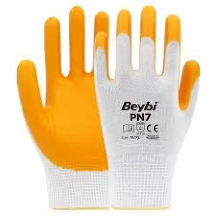 PN7 Polyester Örme Nitril Eldiven, 10 Beden, 5 Çift