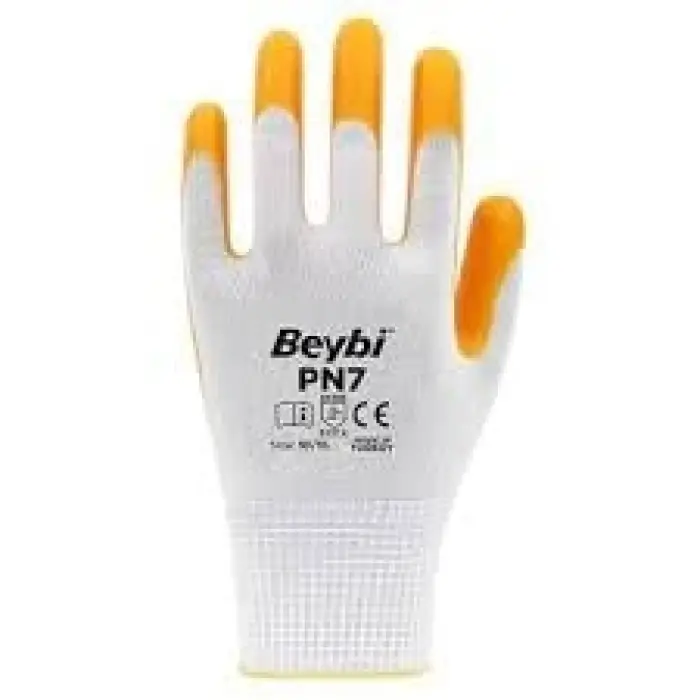 PN7 Polyester Örme Nitril Eldiven, 10 Beden, 5 Çift