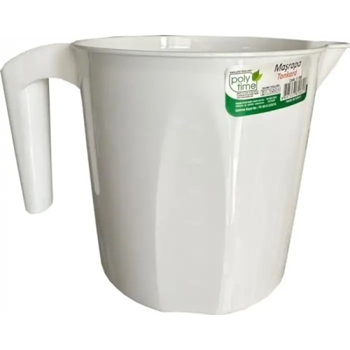 Polytime Plastik Beyaz Ölçekli Maşrapa, 1.5 L