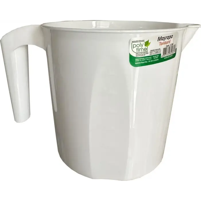 Polytime Plastik Beyaz Ölçekli Maşrapa, 1.5 L