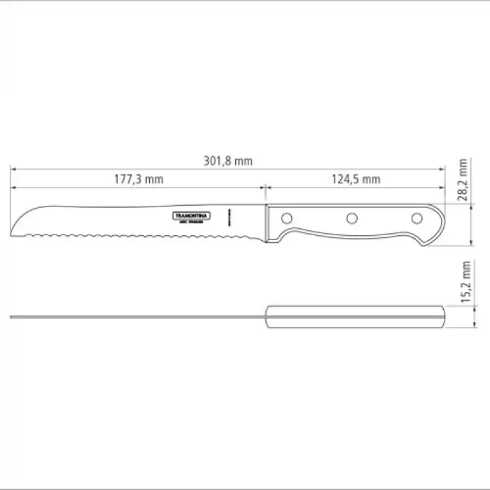 Polywood Saplı Tırtıklı Ekmek Bıçağı (30cm)