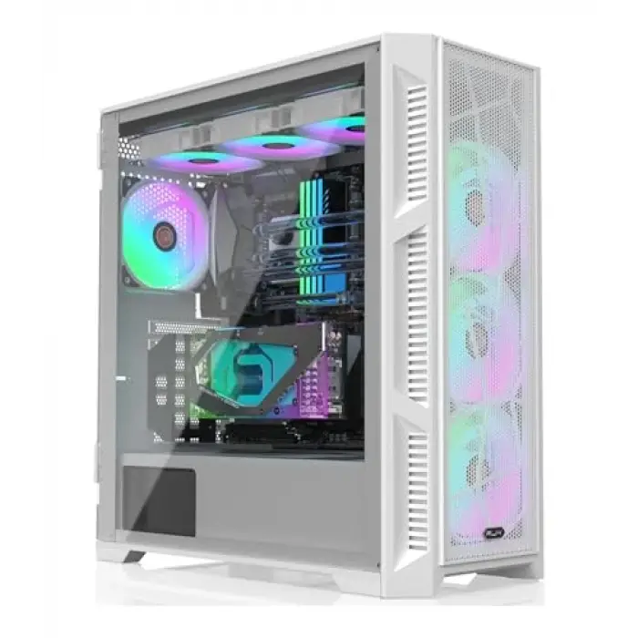 Ponos Ultra MS4 E-Atx Orta Kule PC Kasası, Beyaz, 0R20B00228, Açılan Temperli Cam Panel, Mesh Ön Panel ve 4 Argb Fan