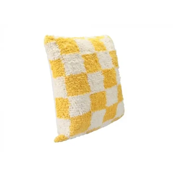 Pop Plaid Dokuma Yastık Sarı 45x45cm
