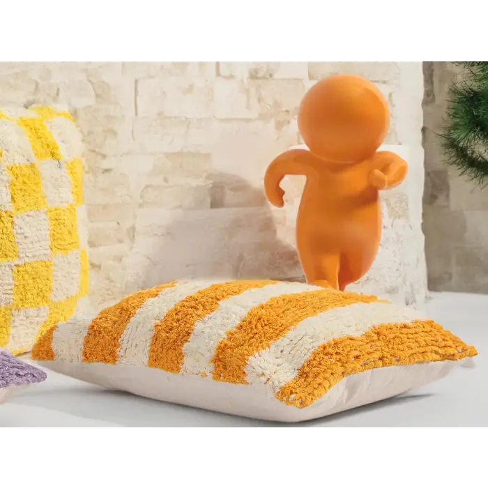 Pop Stripe Dokuma Yastık Hardal 45x45cm