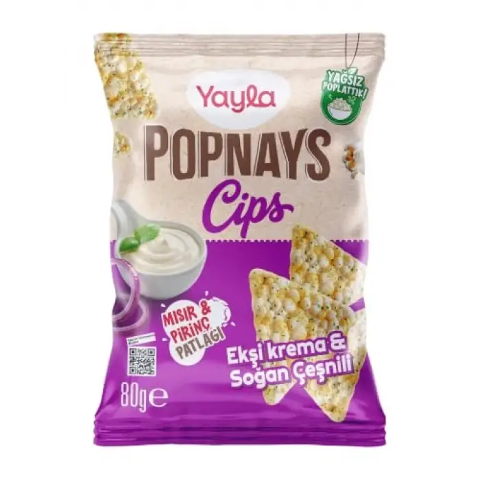 Popnays Cips Ekşi Krema & Soğan Üçgen Thin Cips 80 Gram