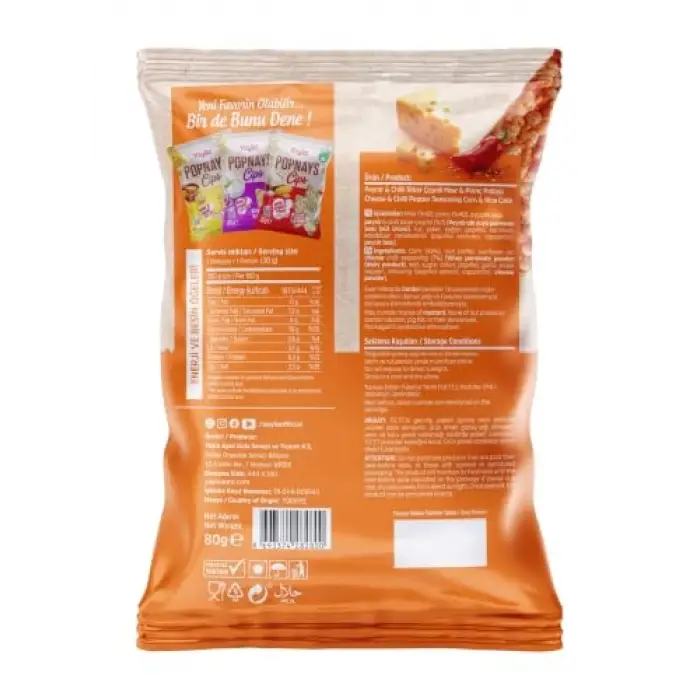 Popnays Cips Peynir & Acı Üçgen Thin Cips 80 Gram