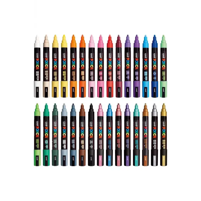 Posca PC-5M 1.8-2.5 mm Akrilik Boyama Markeri, 30lu Set