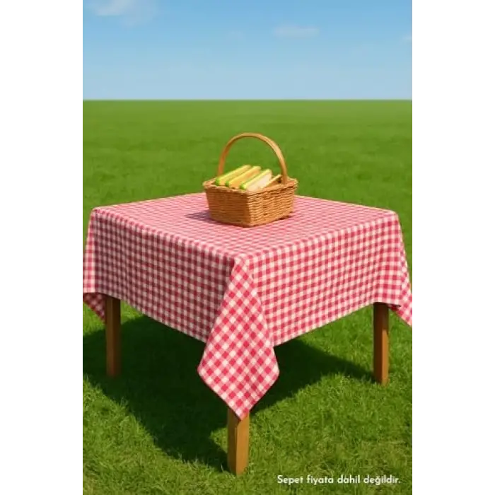 Pötikare Kırmızı Masa Örtüsü, Sofra Bezi, Piknik 75X75 Cm 75 X