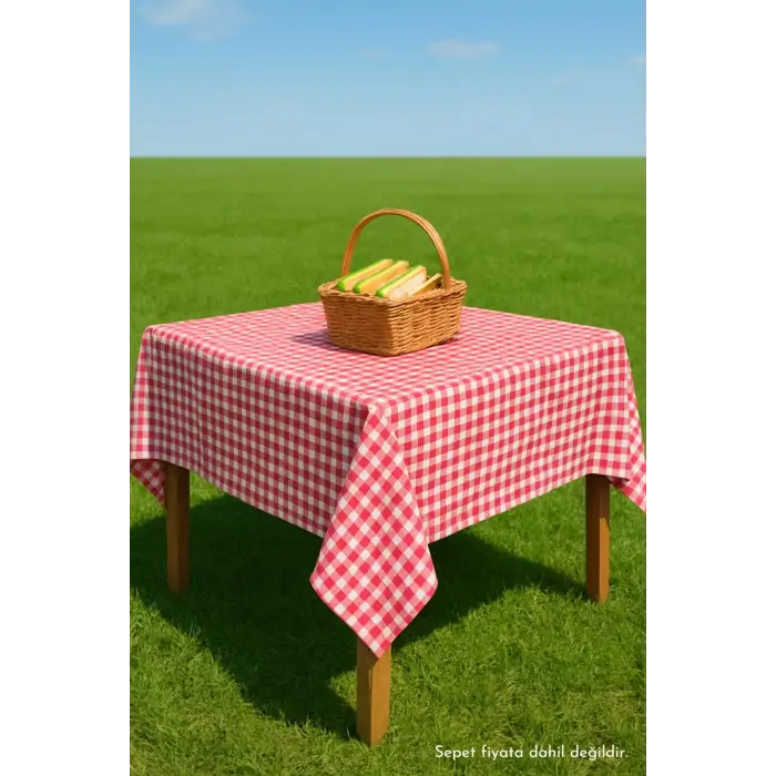 Pötikare Kırmızı Masa Örtüsü, Sofra Bezi, Piknik 75X75 Cm 75 X