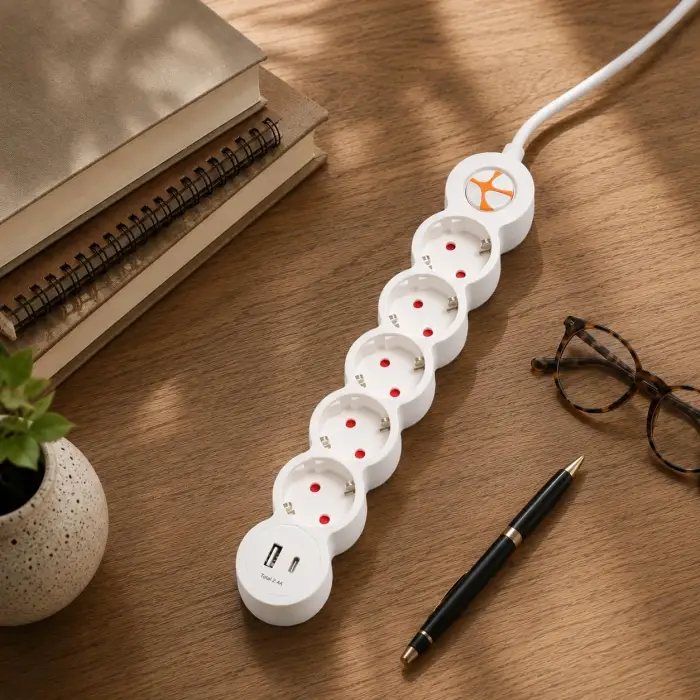 Powerstrip 5 Plus Beşli Type-C + Usb Anahtarlı Grup Priz 5M