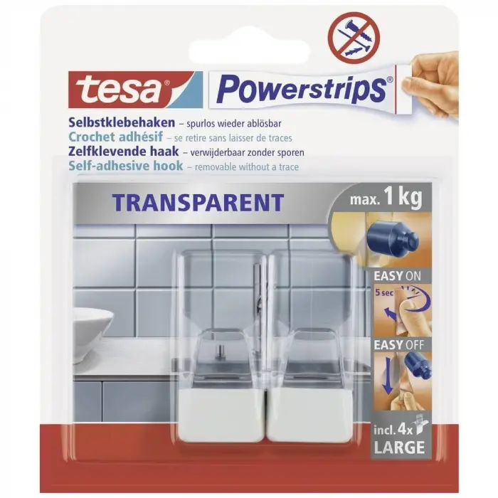Powerstrips Şeffaf Askı, Beyaz