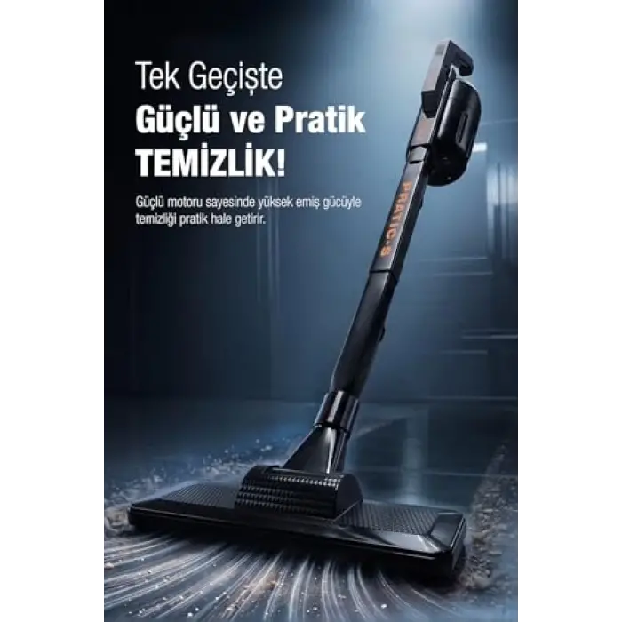Pratic-S P 1200 Toz Torbasız Dikey Süpürge Siyah
