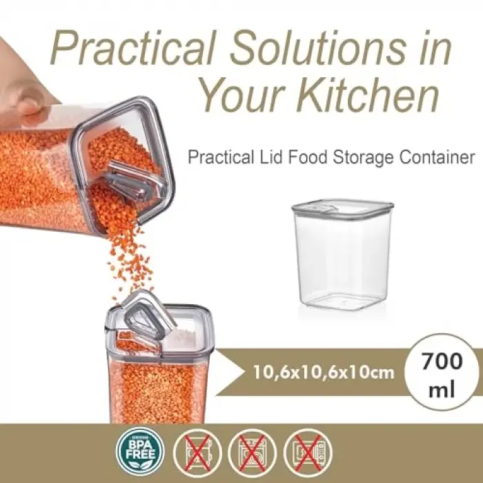 Pratik Kare Saklama Kabı, 3X700 Ml