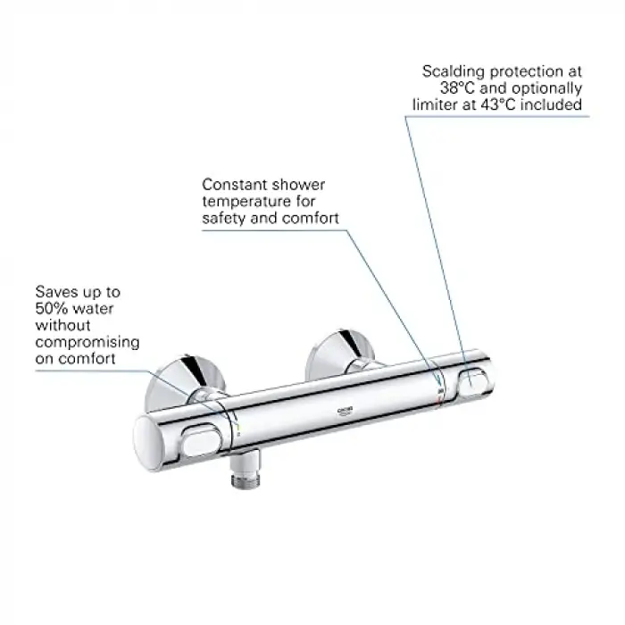 Precision Flow Termostatik Duş Bataryası, Su Tasarruflu, Krom, 34840000