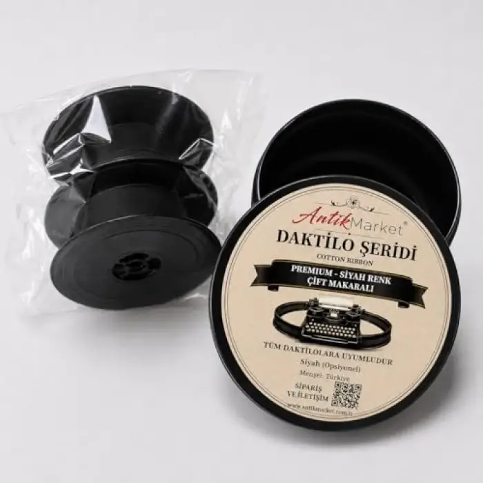 Premium Daktilo Şeridi Siyah Çift Makaralı