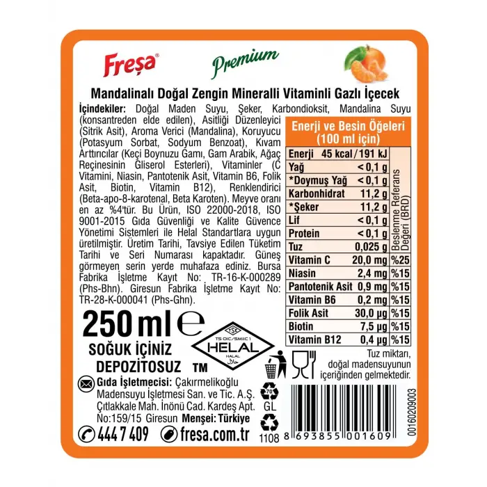 Premium Mandalina (24 x 250 ml)
