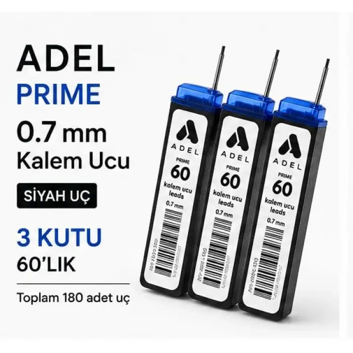 Prime Min Kalem Ucu, 60 mm, 0.7, Siyah Uç, 3 Kutu