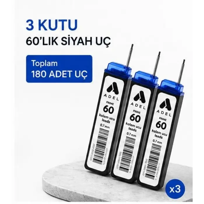 Prime Min Kalem Ucu, 60 mm, 0.7, Siyah Uç, 3 Kutu