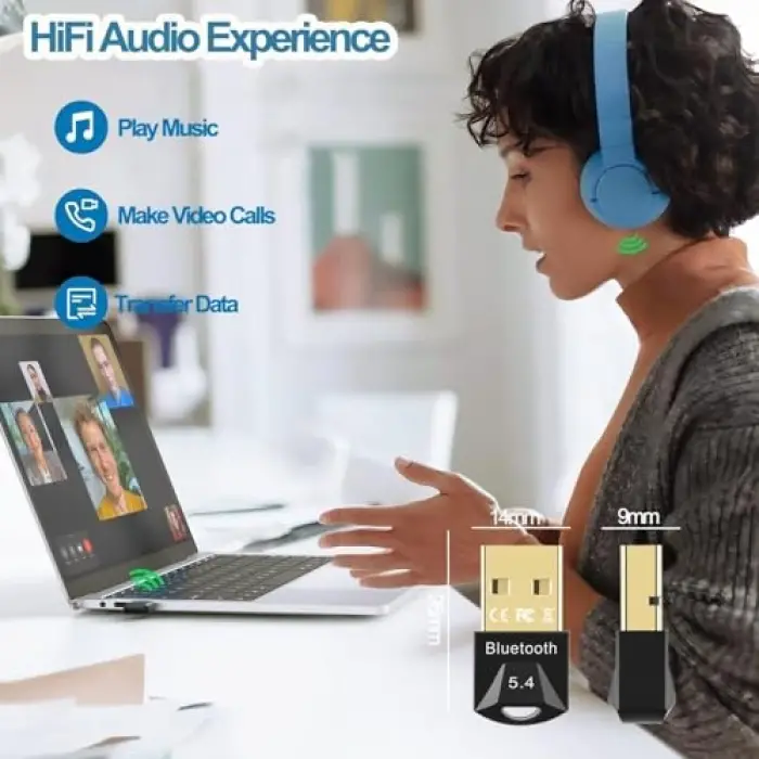 PrimeX PX-BTU54 Bluetooth 5.4 Nano USB Adaptör, PC Notebook Laptop İçin Mini Bluetooth V5.4 Dongle, Kulaklık Hoparlör Klavye Mouse Gamepad Bağlantı Adaptörü, Windows 11/10 Uyumlu