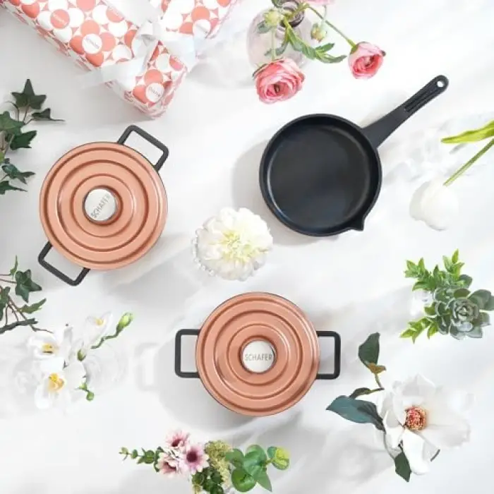 Pro Cast Mini Döküm Tencere Seti 5 Parça-Rosegold