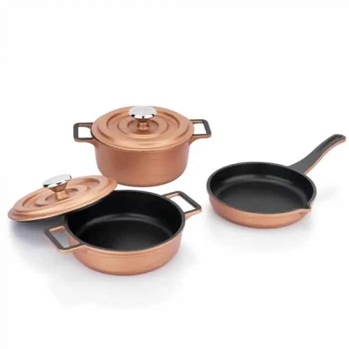 Pro Cast Mini Döküm Tencere Seti 5 Parça-Rosegold