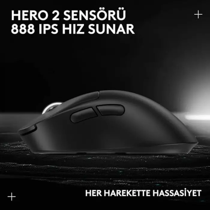 PRO X SUPERLIGHT 2 DEX LIGHTSPEED Kablosuz Oyun Mouseu, HERO 2 32K DPI Sensör, 888 IPS/88Gye Kadar Hızlanma PC/Mac için Programlanabilir 5 Tuş, USB-C Şarj, 60g ProGrade Hafif Mouse, Siyah