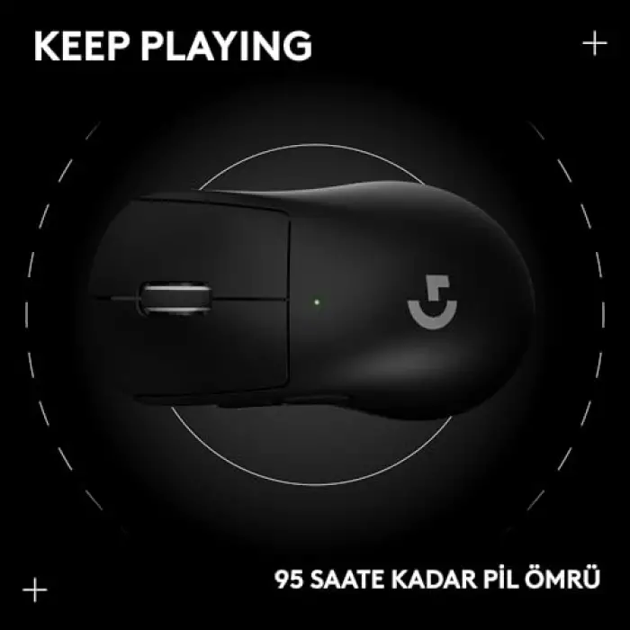 PRO X SUPERLIGHT 2 DEX LIGHTSPEED Kablosuz Oyun Mouseu, HERO 2 32K DPI Sensör, 888 IPS/88Gye Kadar Hızlanma PC/Mac için Programlanabilir 5 Tuş, USB-C Şarj, 60g ProGrade Hafif Mouse, Siyah