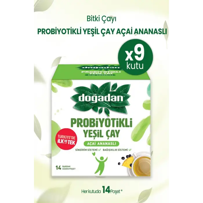 Probiyotikli Yeşil Çay Açai Ananaslı 14lü x 9 Adet