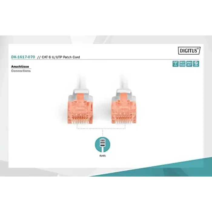Professional Cat6 U-Utp Patch Kablo, 7 m