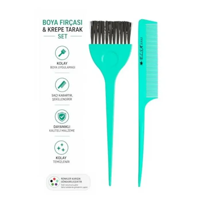 Professional Saç Boya Fırçası ve Krepe Tarak Set