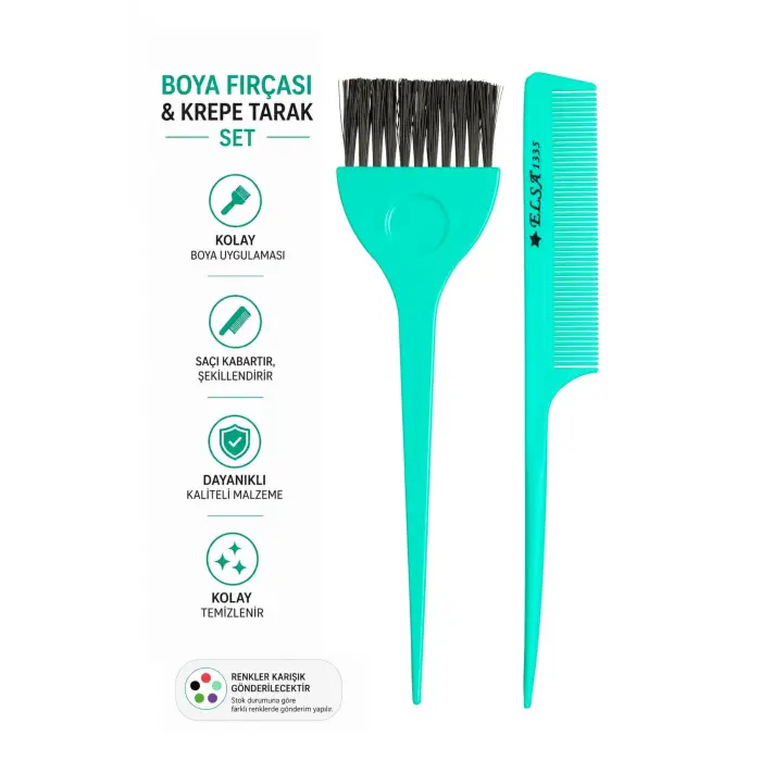 Professional Saç Boya Fırçası ve Krepe Tarak Set