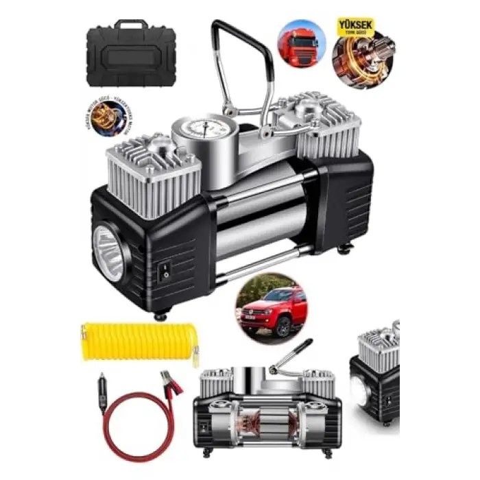 Profesyonel Çift Pistonlu Kompresör 12V 150 Psi Dakikada 85 L