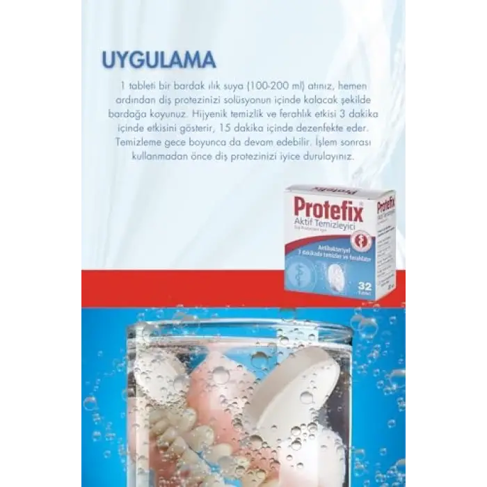 Protefix Diş Protezleri İçin Temizleyici Tablet, 32 Tablet, 2 Adet