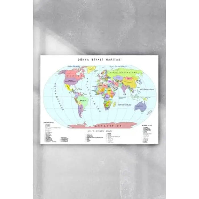 (pster4136) Dünya Haritası Eğitim Posteri