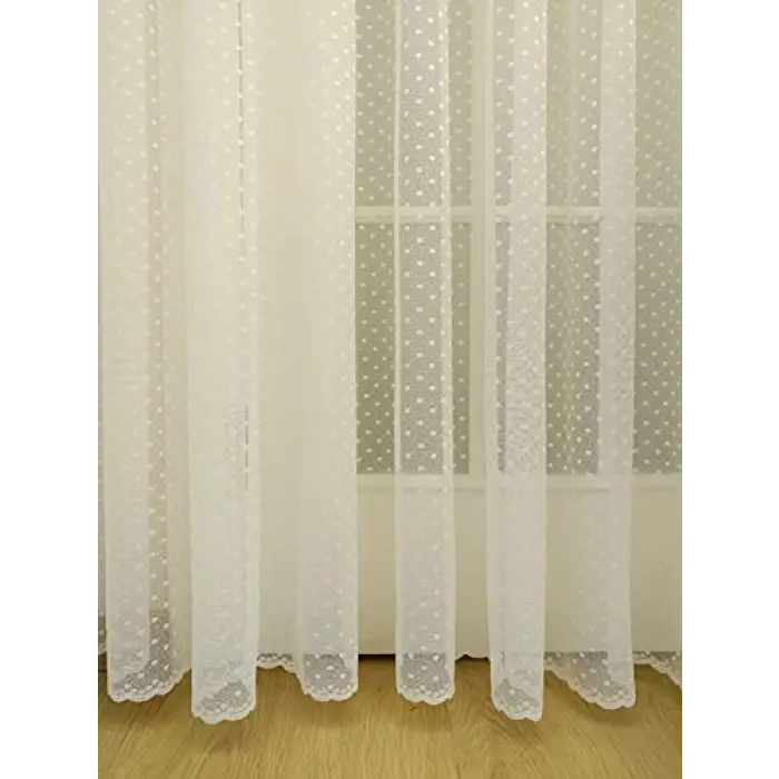 Puantiyeli Dantel Tül Perde, 300x260, Sık Pile, 1/3