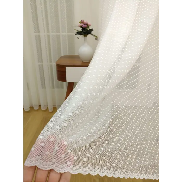 Puantiyeli Dantel Tül Perde, 300x260, Sık Pile, 1/3