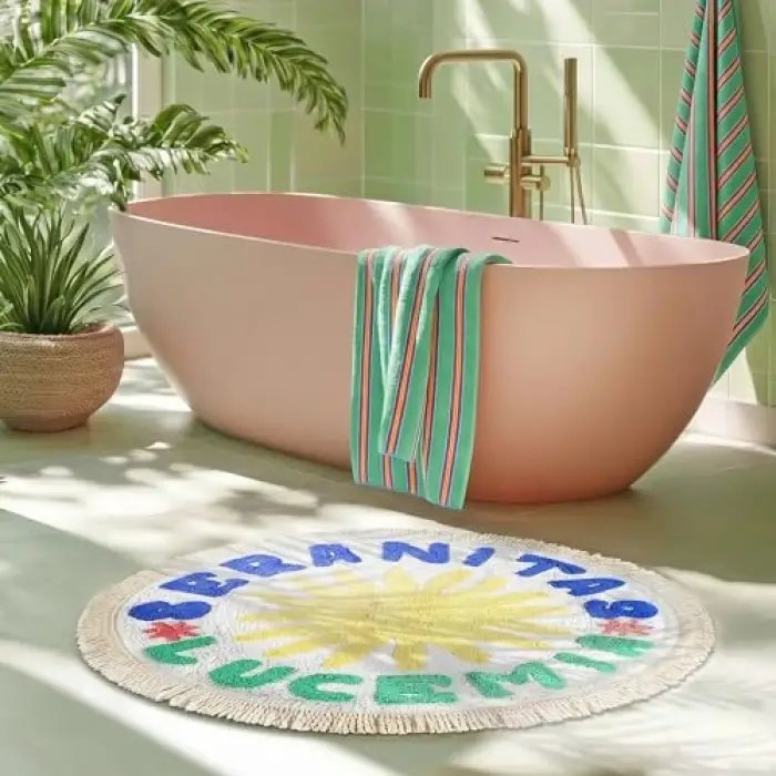 Punjab Sarı - Krem Banyo Paspası 70 Cm